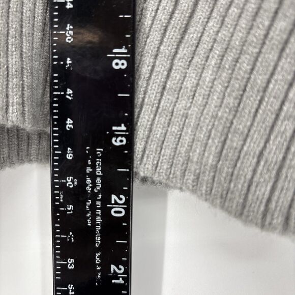 Cropped Sweater Womens Medium Happily Grey and White Striped Soft Thick Cozy - Picture 3 of 6